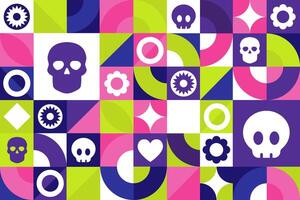 Dia de los Muertos. Day of the Dead, seamless geometric pattern. Template for background, banner, card, poster. vector