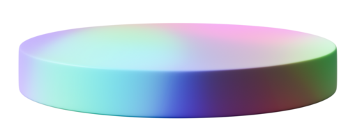Rainbow, round podium on transparent background. Modern, playful mock up for product, toy display. Cut out pedestal or platform. Empty scene. png