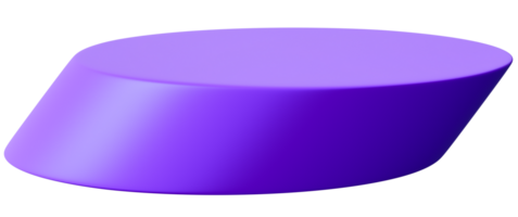 Vibrant, round podium on transparent background. Modern, playful mock up for product, toy display. Cut out pedestal or platform. Empty scene. Purple color. 3D render. png