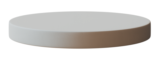 Beige round podium on transparent background. Modern minimalist mock up for product display. Cut out pedestal or platform. 3D render. png