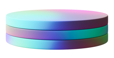 Rainbow, round podium on transparent background. Modern, playful mock up for product, toy display. Cut out pedestal or platform. Empty scene. Y2k, 2000s style. Color gradient. png