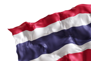 Realistic flag of Thailand with folds, on transparent background. Footer, corner design element. Cut out. Perfect for patriotic themes or national event promotions. 3D render. png