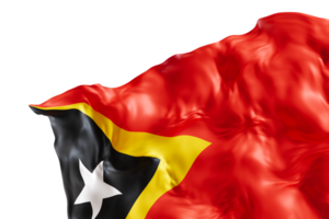 Realistic flag of East Timor with folds, on transparent background. Footer, corner design element. Cut out. Perfect for patriotic themes or national event promotions. 3D render. png