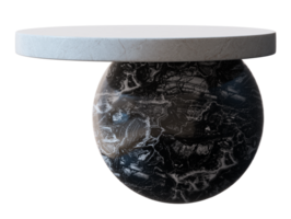 Natural, round stone podium on transparent background. Marble surface. Modern minimalist mock up for product display. Cut out pedestal or platform. Empty scene. Elegance and luxury. 3D render. png