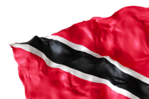 Realistic flag of Trinidad and Tobago with folds, on transparent background. Footer, corner design element. Cut out. Perfect for patriotic themes or national event promotions. 3D render. png