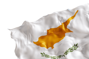 Realistic flag of Cyprus with folds, on transparent background. Footer, corner design element. Cut out. Perfect for patriotic themes or national event promotions. 3D render. png