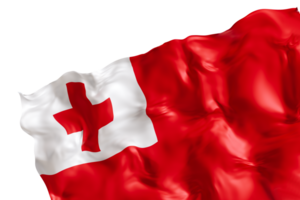 Realistic flag of Tonga with folds, on transparent background. Footer, corner design element. Cut out. Perfect for patriotic themes or national event promotions. 3D render. png