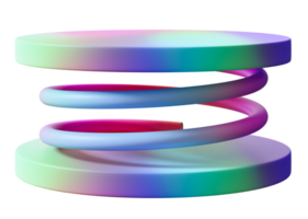 Rainbow, round podium on transparent background. Modern, playful mock up for product, toy display. Cut out pedestal or platform. Empty scene. Y2k, 2000s style. Color gradient. 3D render. png
