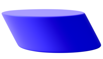 Vibrant, round podium on transparent background. Modern, playful mock up for product, toy display. Cut out pedestal or platform. Empty scene. Blue color. 3D render png