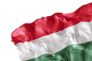 Realistic flag of with Hungary folds, on transparent background. Footer, corner design element. Cut out. Perfect for patriotic themes or national event promotions. 3D render. png