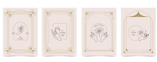 Boho invitation card with tarot style and deco frame. Mystic for a4 vertical design vector