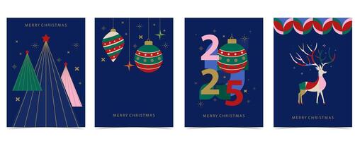 Christmas and happy new year background with reindeer. vertical design for A4 vector
