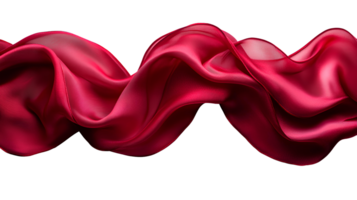 Red silk string , transparent background, smooth and elegant silk texture. Thin red thread for crafting, decoration, or gift wrapping. Isolated silk string element, minimalist design png