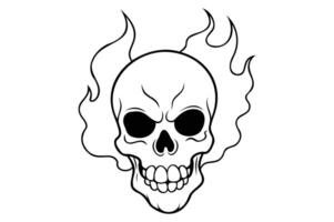 a skull with flames on it is shown in this drawing vector