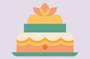 A colorful cake with a flower on top vector