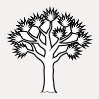 A black and white drawing of a tree with leaves vector