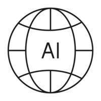 Artificial intelligence icon in line style. AI technology illustration. Artificial intelligence AI processor chip icon.AI Processor circuit. Ai Logo, Ai Icon. vector