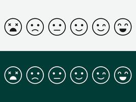 Emoji icon collection containing happy emotion, sad, smiling, surprised, angry, relaxed, confused, laughing, excited and shocked emoticon icons. outline illustration. vector