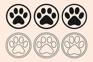 Paw Print Icon Collection. Paw Print Icon Silhouette Set. Paw print simple icons. paw icon black on white background silhouette. vector