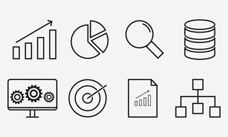 Data analytics line icon set illustration. Data Analyst Icon Set. Data Analytics Icon. Business Planner. Algorithm. vector