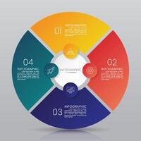 Circle chart infographic template with 4 options for presentations vector