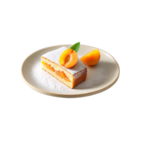 Apricot almond cake with a moist almond cake arranged fresh apricot slices and a sprinkle png