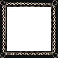Square frame with different size gold chains on black in realistic style. Isolated watercolor illustration for scarf design, magazines, web pages, jewelry blogs, fairs and sales png