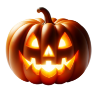 A single spooky halloween pumpkin jack o lantern carved scary face cut against isolated in transparent background evil face and eyes fun character straight looking lit red light glowing effect png