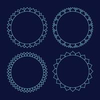 Set of Round geometrical floral border frame design. vector