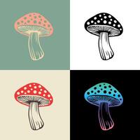 flat fly agaric mushroom icon amanita. Set collection different colors vector