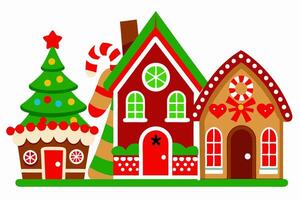 Charming Gingerbread Houses Graphics for Holiday Design Projects Ideal for Cards, Logos, Illustrations, Gift Tags, and Unique Seasonal Branding to Add a Touch of Festive Magic vector