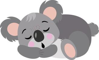 Cute koala sleeping isolated on white vector