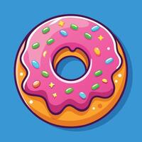 Cartoonish Donut Sticker with Colorful Icing and Sparkles vector