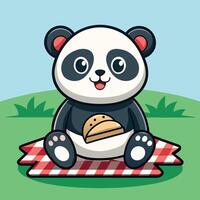 Animated Sticker of a Joyful Panda Bear Enjoying a Picnic vector