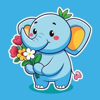 Cheerful Elephant Sticker Holding a Banner with Blank Space for Your Message vector