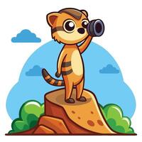 Curious Meerkat Stands Tall on Two Legs with a Perplexed Expression vector