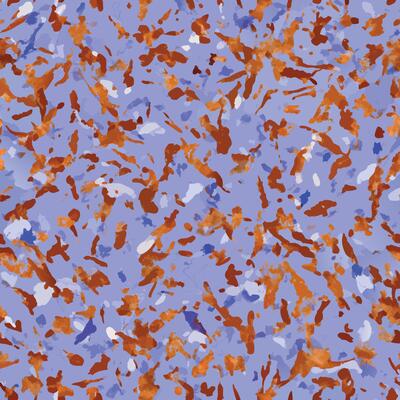 A blue and orange pattern on a purple background
