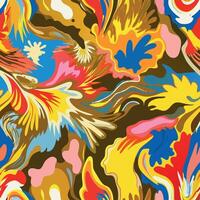 A colorful abstract pattern with flowers and leaves vector