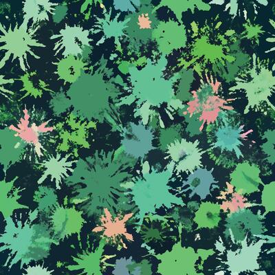 A green and pink paint splatter pattern