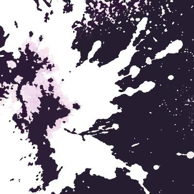 A purple and white paint splatter on a black background