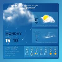Weather widget with weekly forecast and detailed information vector