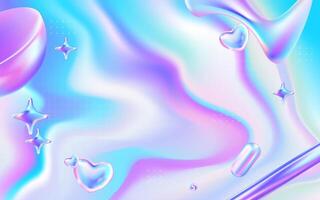 Abstract Holographic Background with Fluid Shapes and Pastel Colors vector