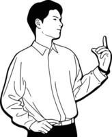 A man pointing his finger at something vector