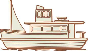 A boat with a sail on top and a white background vector
