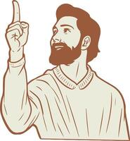 A bearded man pointing up at something vector