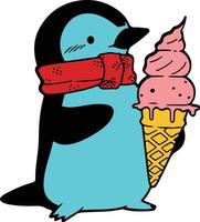 Penguin with ice cream vector