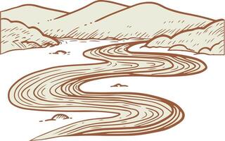 A river flowing through a mountain range vector