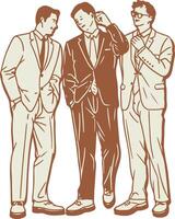 A drawing of three men in suits vector