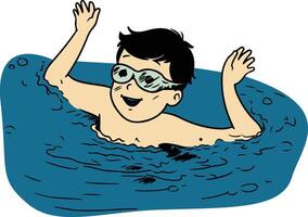 A boy splashing in a swimming pool vector