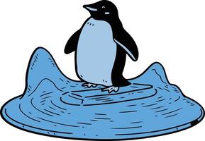 A penguin sliding on ice vector